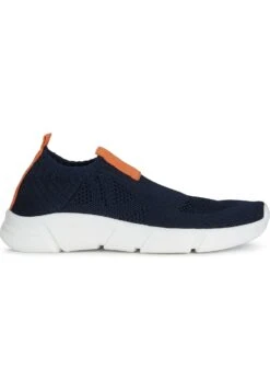 Geox Unisex J Aril - Mocassins - Dark Blue/Orange