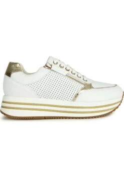 Geox D Kency - Baskets Basses - White Light Gold
