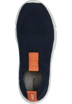 Geox Unisex J Aril - Mocassins - Dark Blue/Orange -Geox ef78d2e906784640876a89a9e0675a57